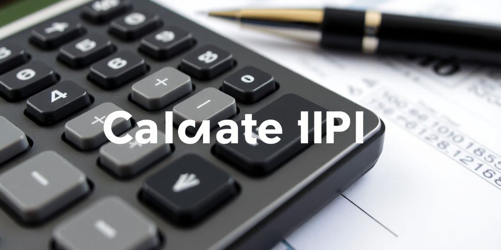 Calculadora e documentos financeiros sobre uma mesa.