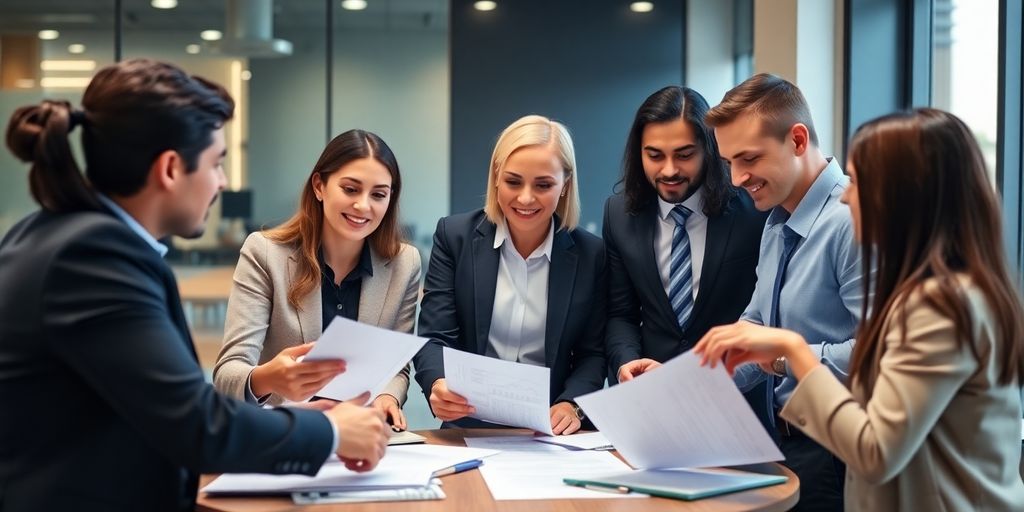 Grupo de pessoas discutindo gestão tributária e fiscal.
