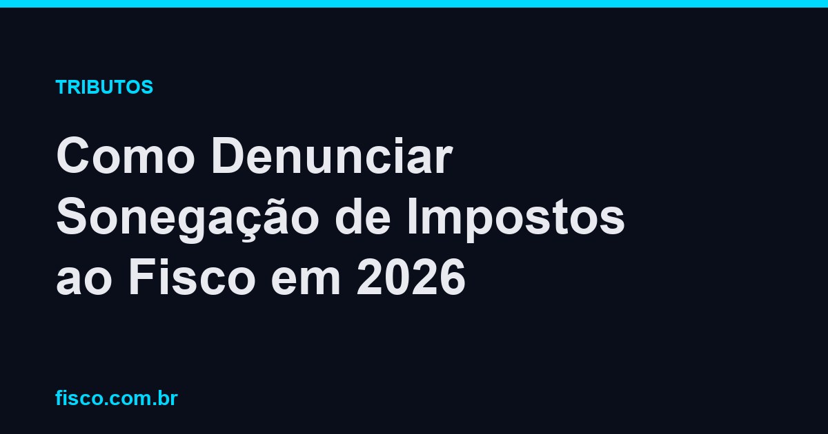 Como Denunciar Sonegação de Impostos ao Fisco em 2026