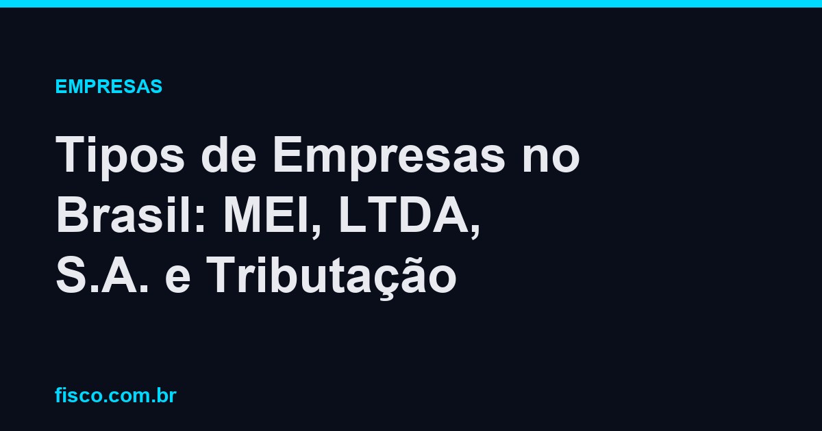 Tipos de Empresas no Brasil: MEI, LTDA, S.A. e Tributação