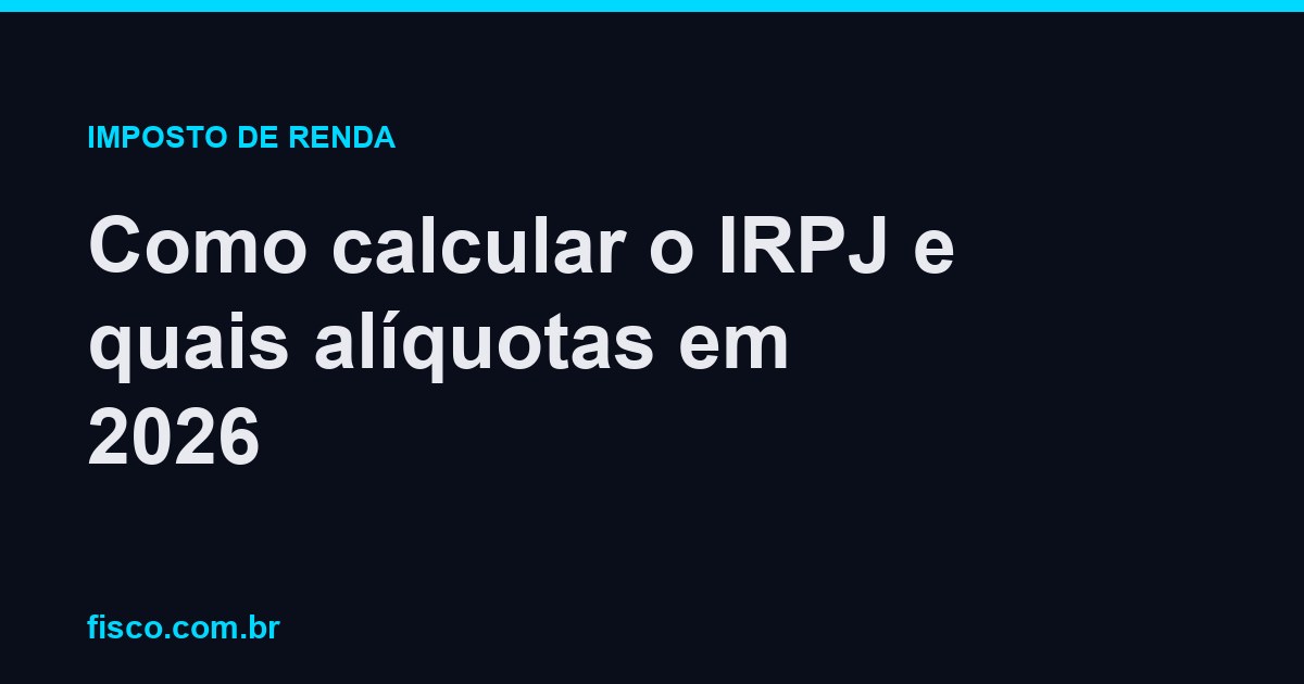 Como calcular o IRPJ e quais alíquotas em 2026