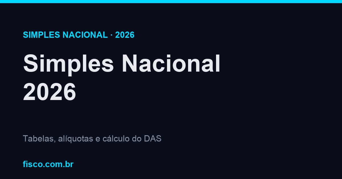 Simples Nacional 2026: Tabelas, Alíquotas e Cálculo do DAS